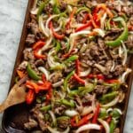 Sheet Pan Philly Cheesesteak with Cheese Sauce Recipe