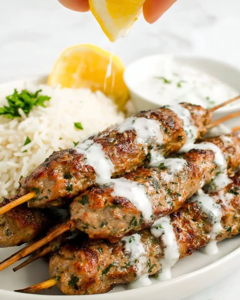 Chicken Kofta Kebabs with Garlic Yogurt Sauce Recipe