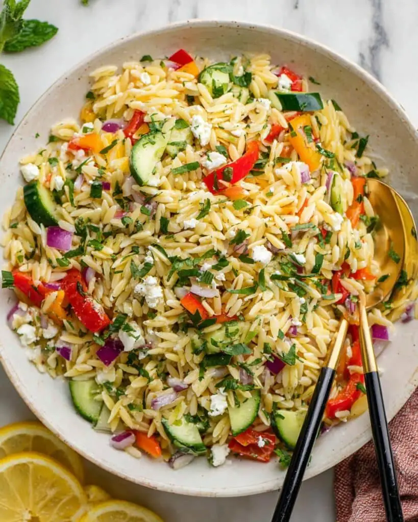 Easy Lemon Orzo Salad with Feta Recipe