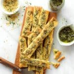 Vegan Pesto Parmesan Breadsticks Recipe