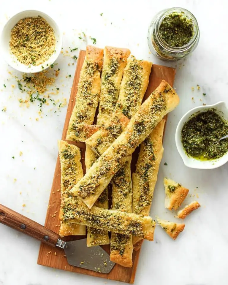 Vegan Pesto Parmesan Breadsticks Recipe