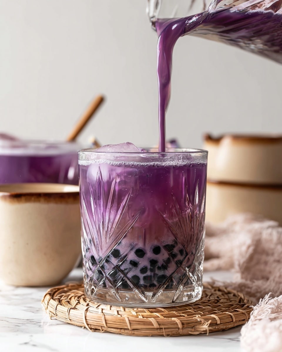 Blueberry Bubble Milk Tea with Tapioca Pearls Recipe