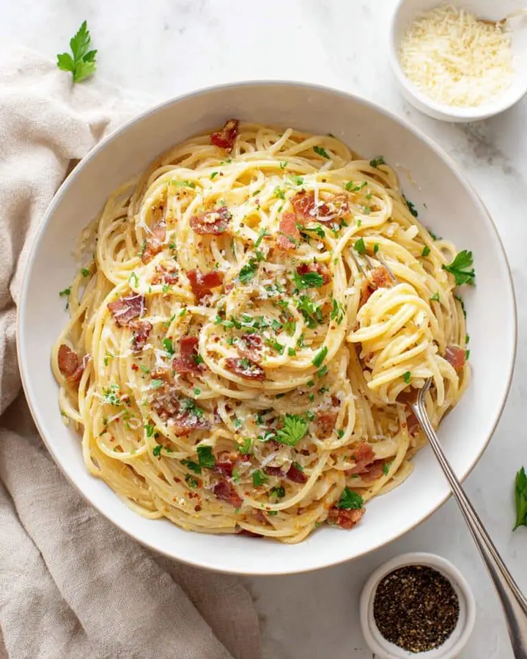 Homemade Pasta Carbonara with Bacon Recipe