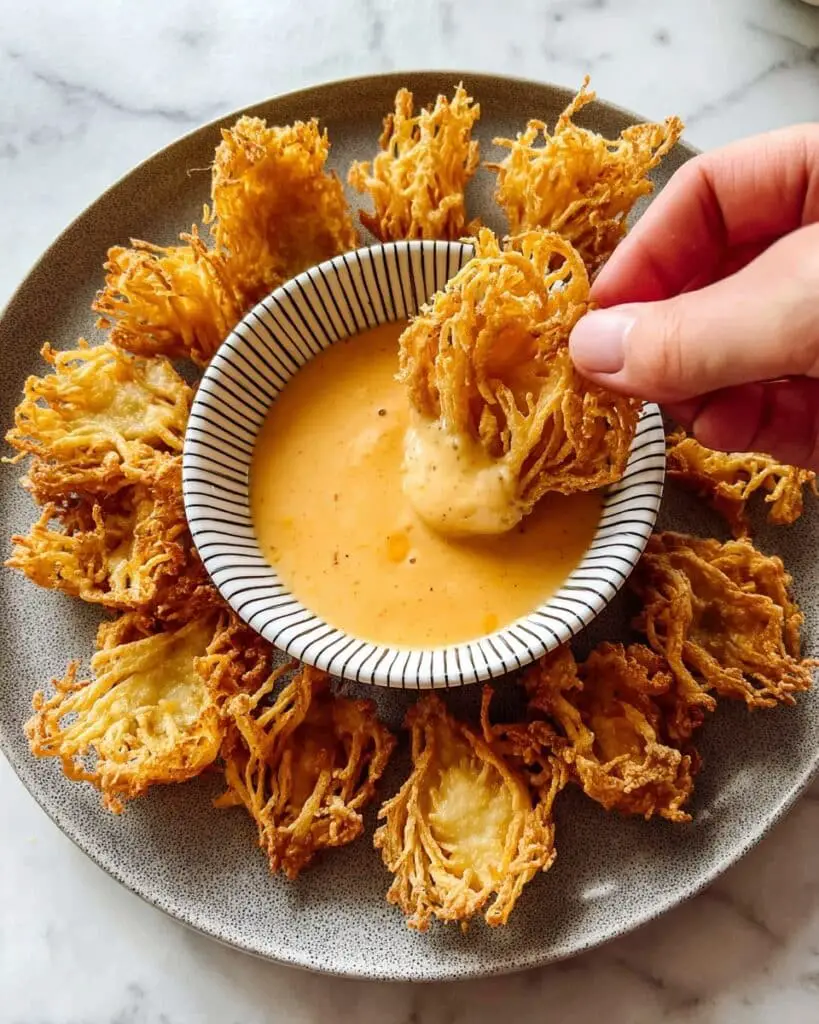 Fried Enoki Mushrooms with Spicy Mayo Dipping Sauce Recipe