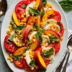 Peach Caprese Salad with Grilled Corn and Balsamic Glaze Recipe