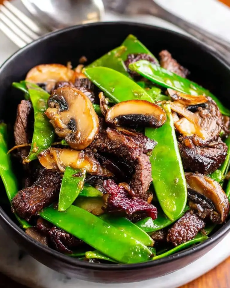 Asian Beef with Mushrooms & Snow Peas Recipe