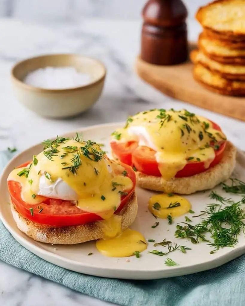 Eggs Benedict with Tomato and Hollandaise Recipe