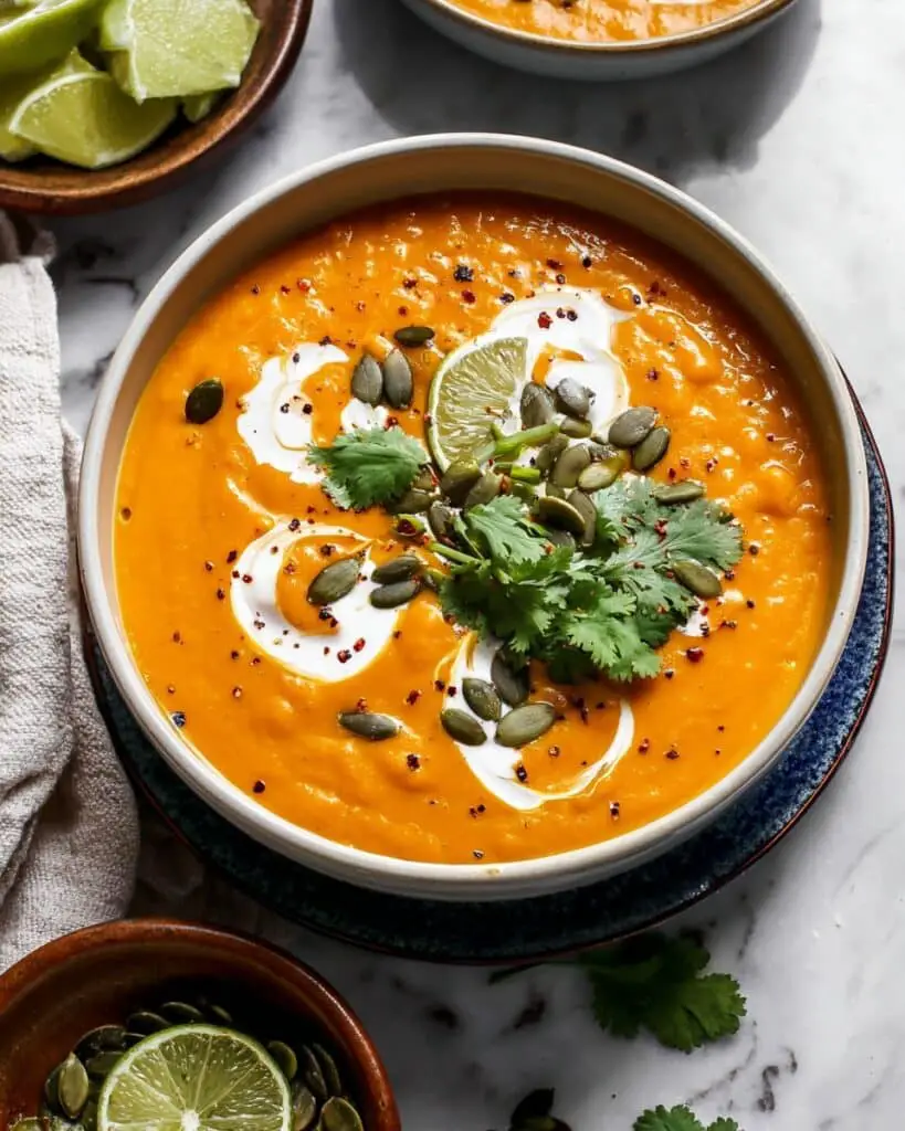 Pumpkin Red Lentil Soup with Thai Red Curry Paste and Coconut Milk Recipe