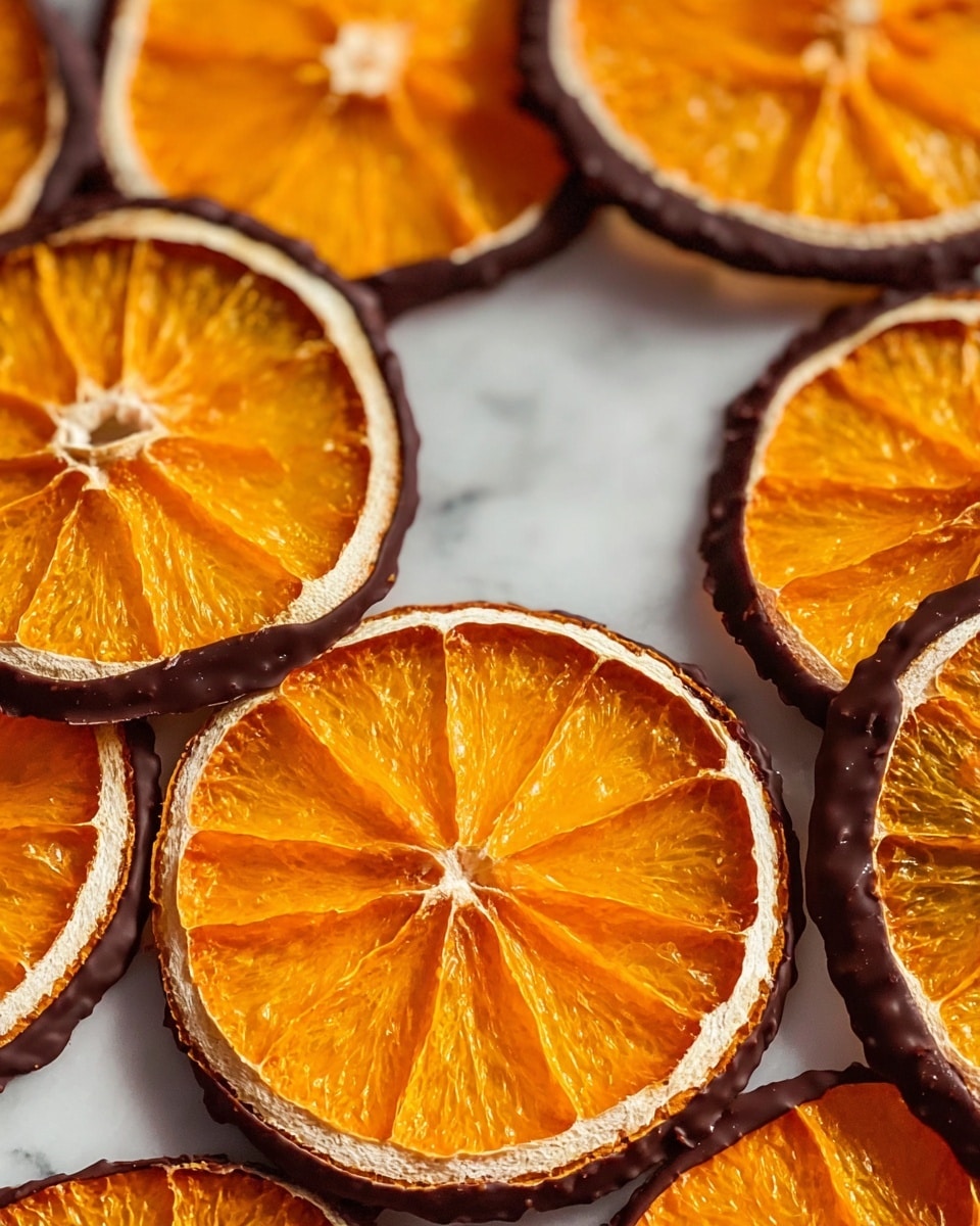 The image shows a shiny silver tray filled with many orange slices floating in dark liquid, each orange slice thin and round with clear segments. The tray is placed on a white marbled surface. Behind the tray, there are two clear glass cups of dark tea, each cup sitting on a small white saucer decorated with red and brown patterns. The orange slices cover the whole surface of the liquid in the tray, creating a bright, warm contrast to the darker background of the tea and tray. photo taken with an iphone --ar 4:5 --v 7