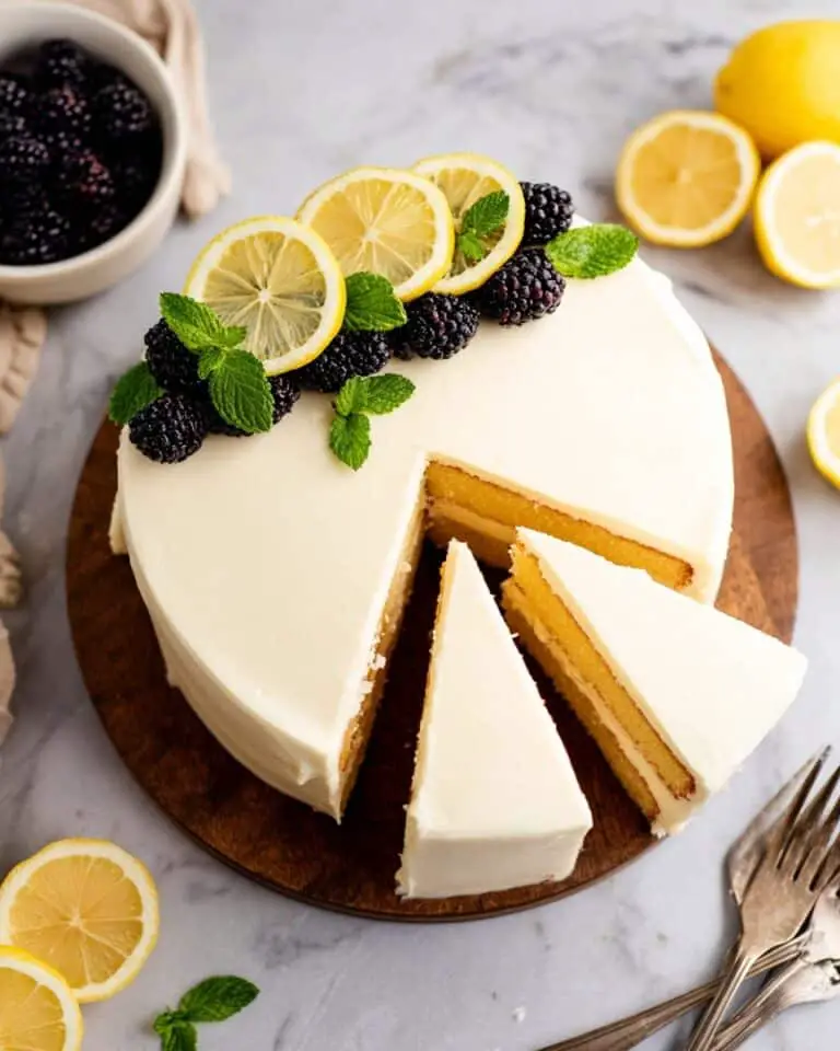 Italian Lemon Olive Oil Cake with Lemon Curd and Blackberries Recipe