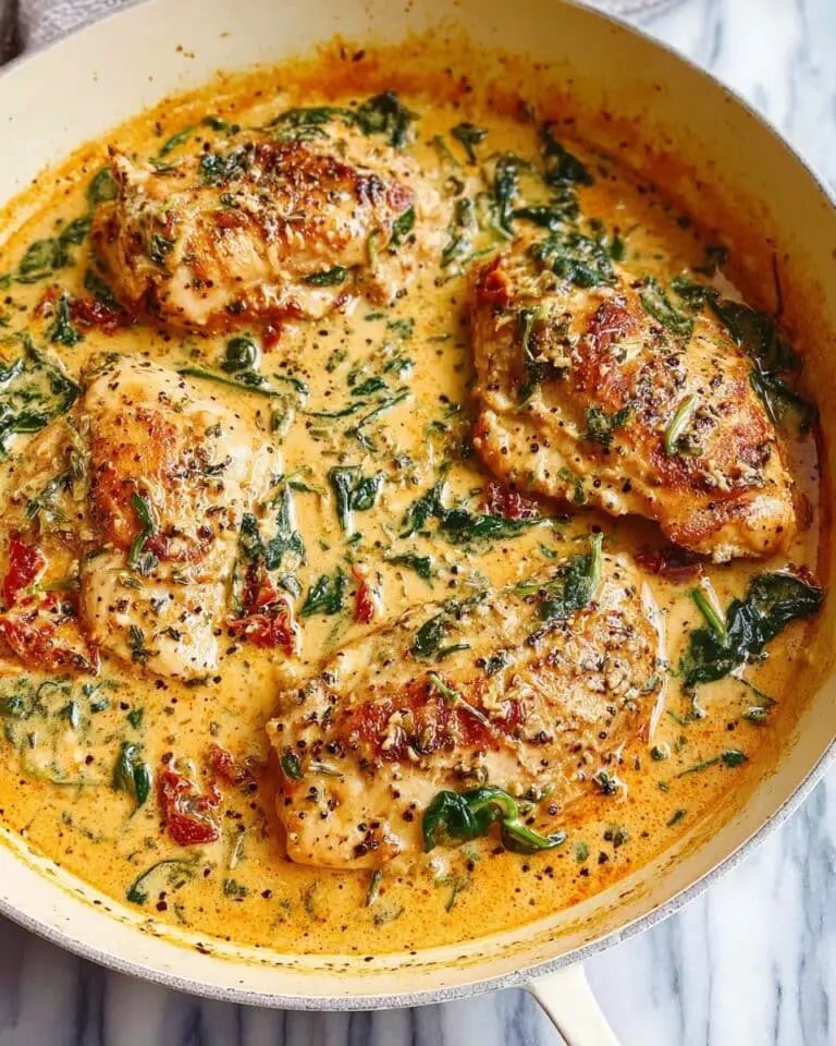 Creamy Baked Chicken Breasts with Sun-Dried Tomatoes and Spinach Recipe