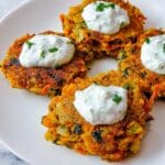 Leek and Sweet Potato Latkes with Cumin-Garlic Yogurt Sauce Recipe