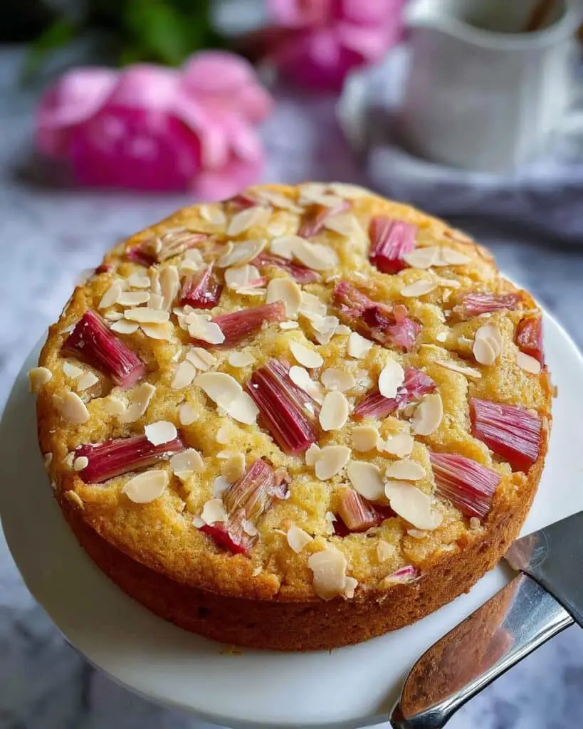 Rhubarb and Orange Almond Cake with Rose Water Recipe