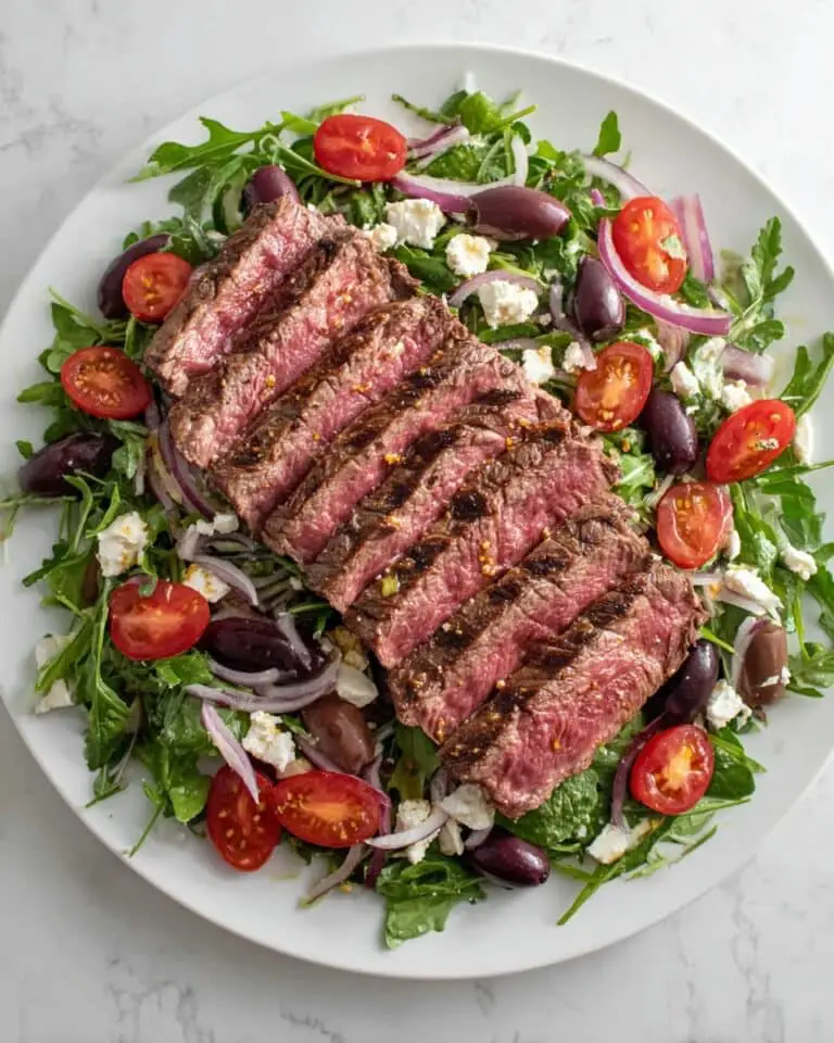 Grilled Steak Salad with Arugula, Tomatoes, Kalamata Olives, and Goat Cheese Recipe
