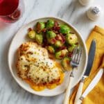 Stuffed Chicken Breast with Pesto-Fried Brussels Sprouts and Toasted Panko Recipe