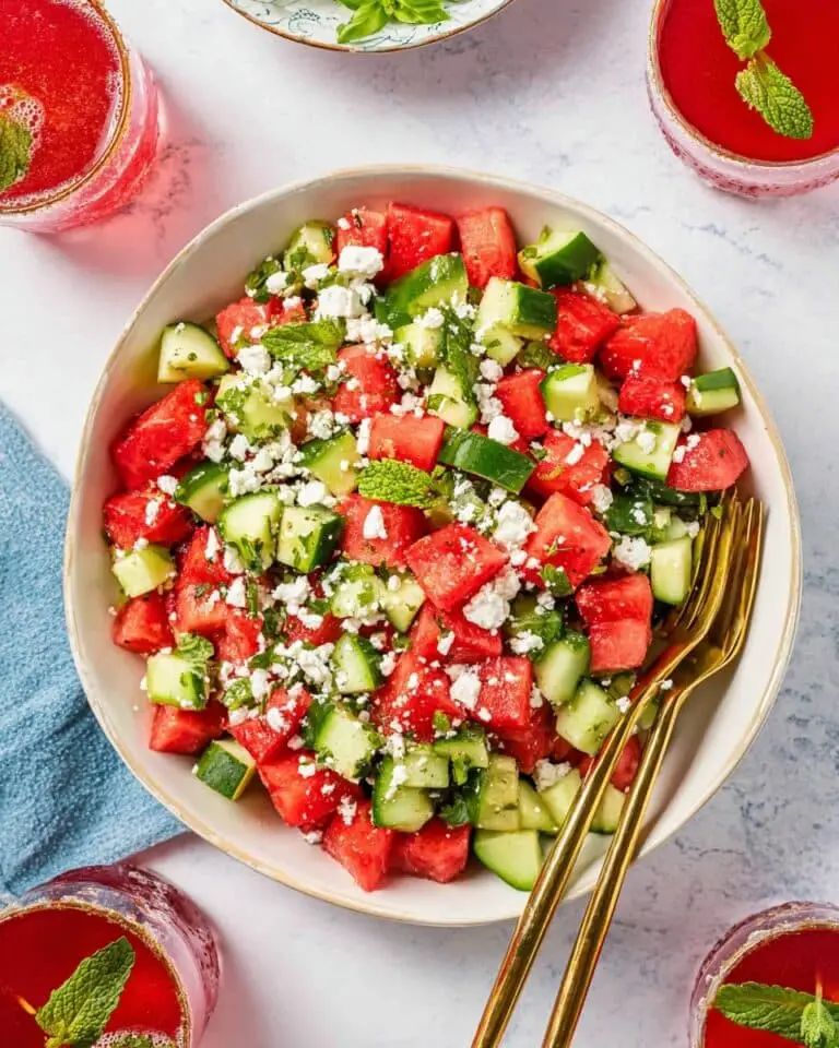 Watermelon Salad with Feta, Cucumber, and Fresh Herbs Recipe