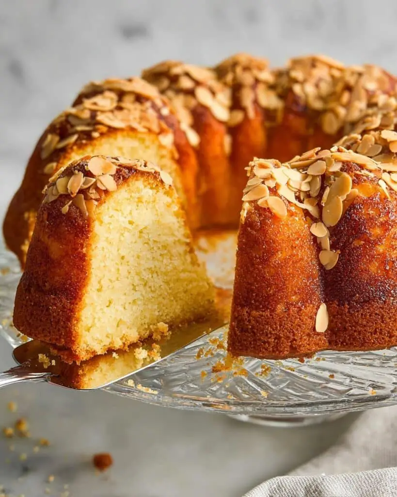 Almond Pound Cake with Sliced Almonds and Cream Recipe