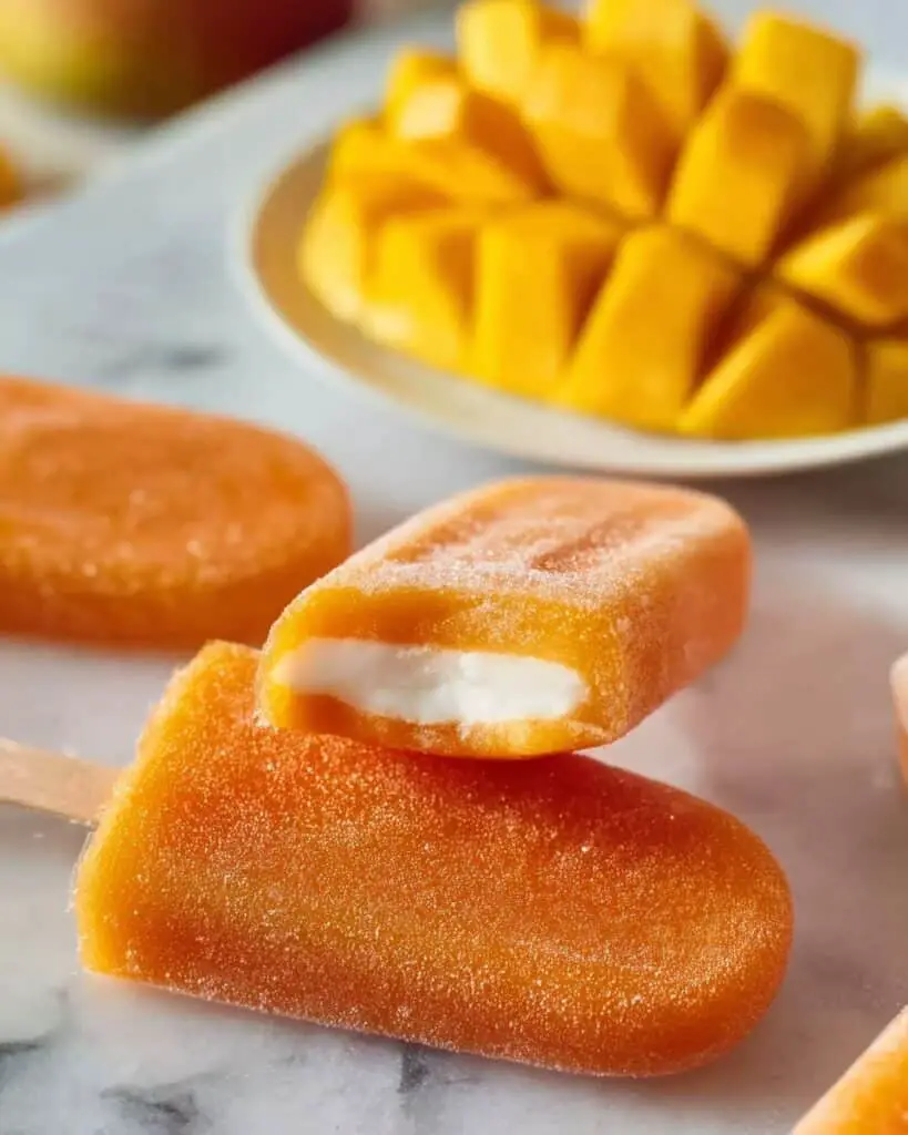 Mango Popsicles with Creamy Vanilla Filling Recipe