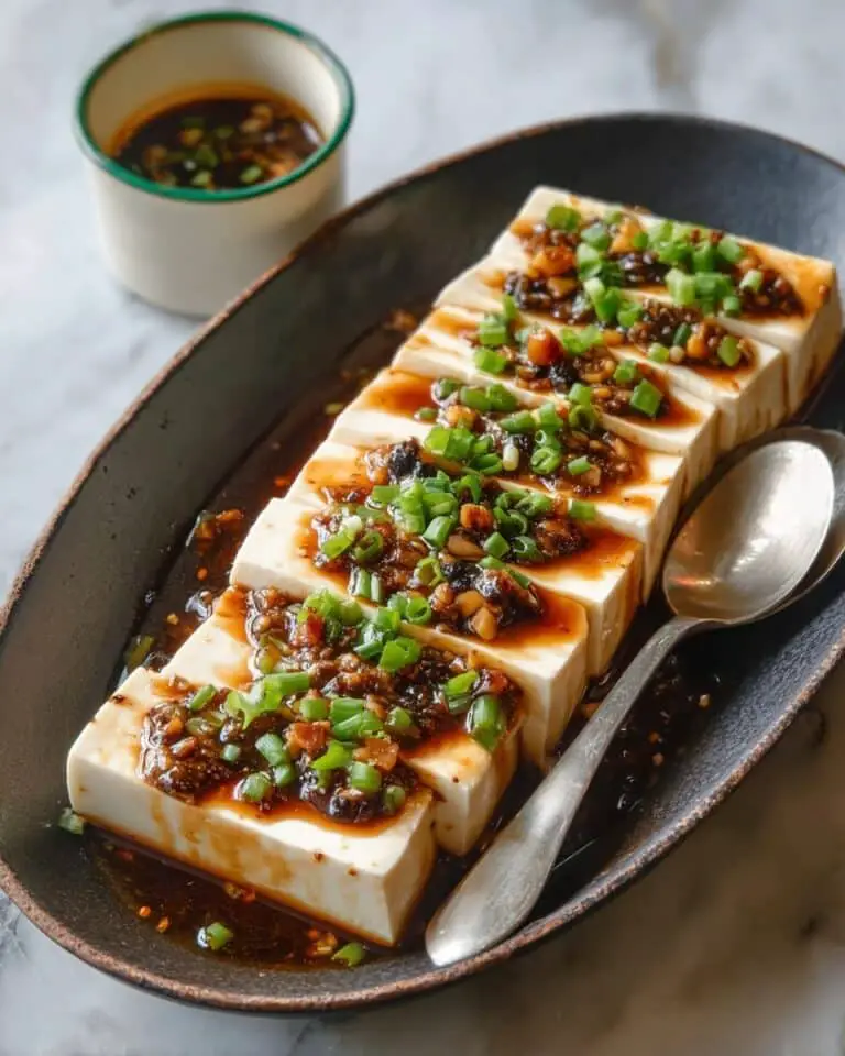 Steamed Silken Tofu with Soy Garlic Sauce Recipe