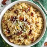 Bacon Risotto with Caramelized Onions, Goat Cheese, and Parmesan Recipe
