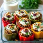 Quinoa Stuffed Peppers with Cranberries, Nuts, and Herb Yogurt Sauce Recipe