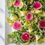 Shaved Asparagus and Watermelon Radish Salad with Lemon Basil Vinaigrette Recipe