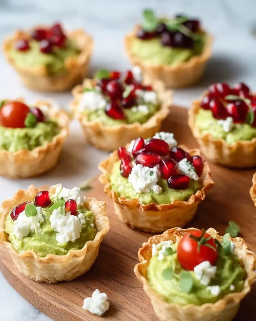 Avocado Filo Cups with Pomegranate Seeds and Feta Recipe
