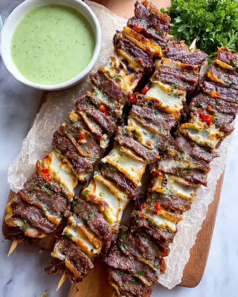 Tortilla Kebabs with Garlic Herb Yogurt Dip Recipe