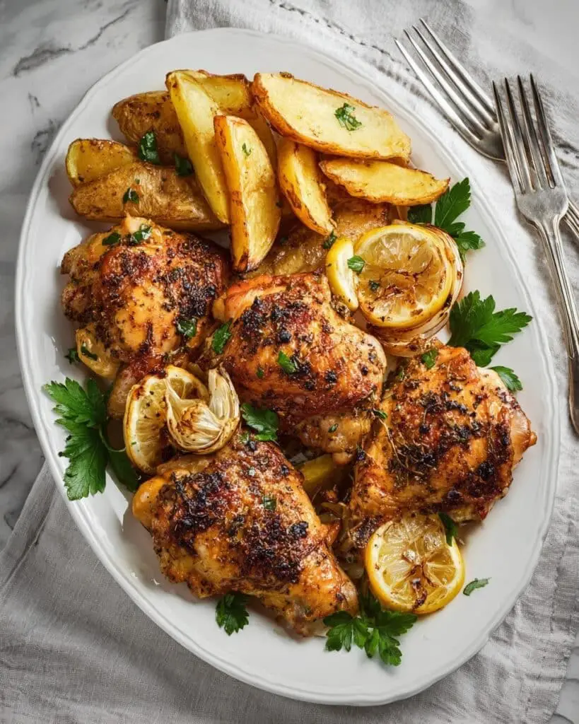 One Pan Greek Lemon Chicken and Potatoes Recipe