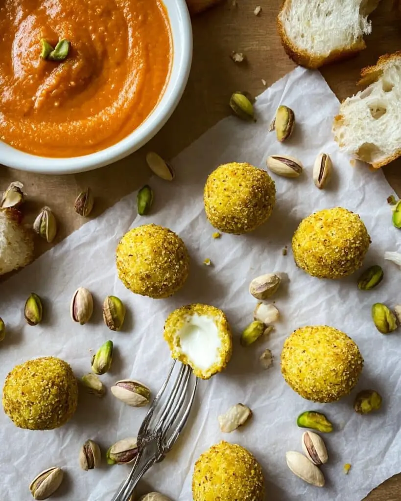 Baked Goat Cheese Bites with Fire-Roasted Sauce Recipe