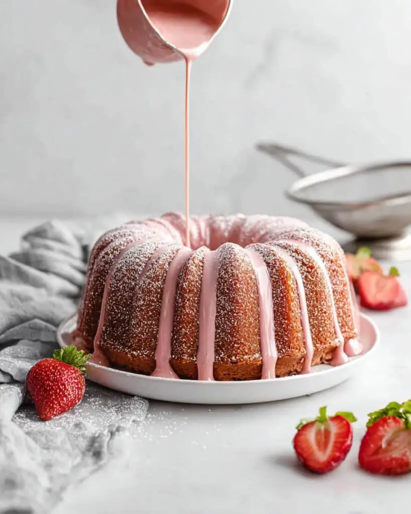 Fresh Strawberry Pound Cake with Strawberry Glaze Recipe