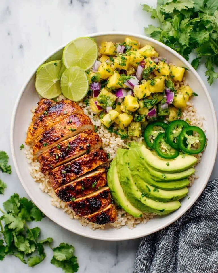 Grilled Pineapple Chicken with Cilantro-Lime Salsa and Coconut Rice Recipe