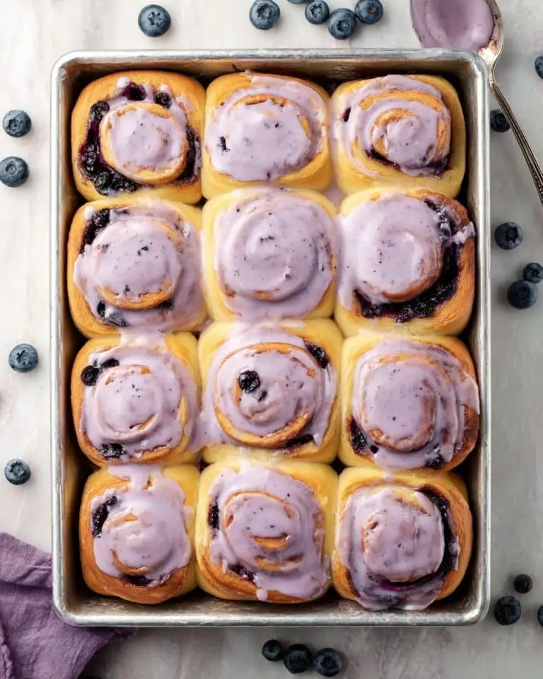 Blueberry Cinnamon Rolls with Blueberry Jam Glaze Recipe
