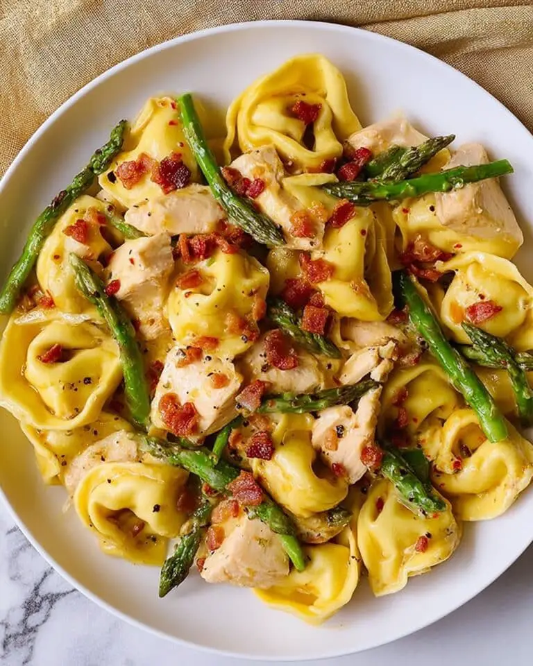 Creamy Chicken and Tortellini with Asparagus and Bacon Recipe