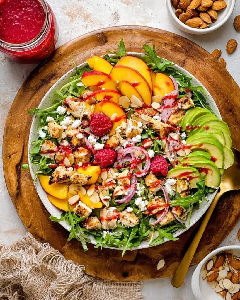 Chicken Salad with Peaches, Avocado & Raspberry Dressing Recipe
