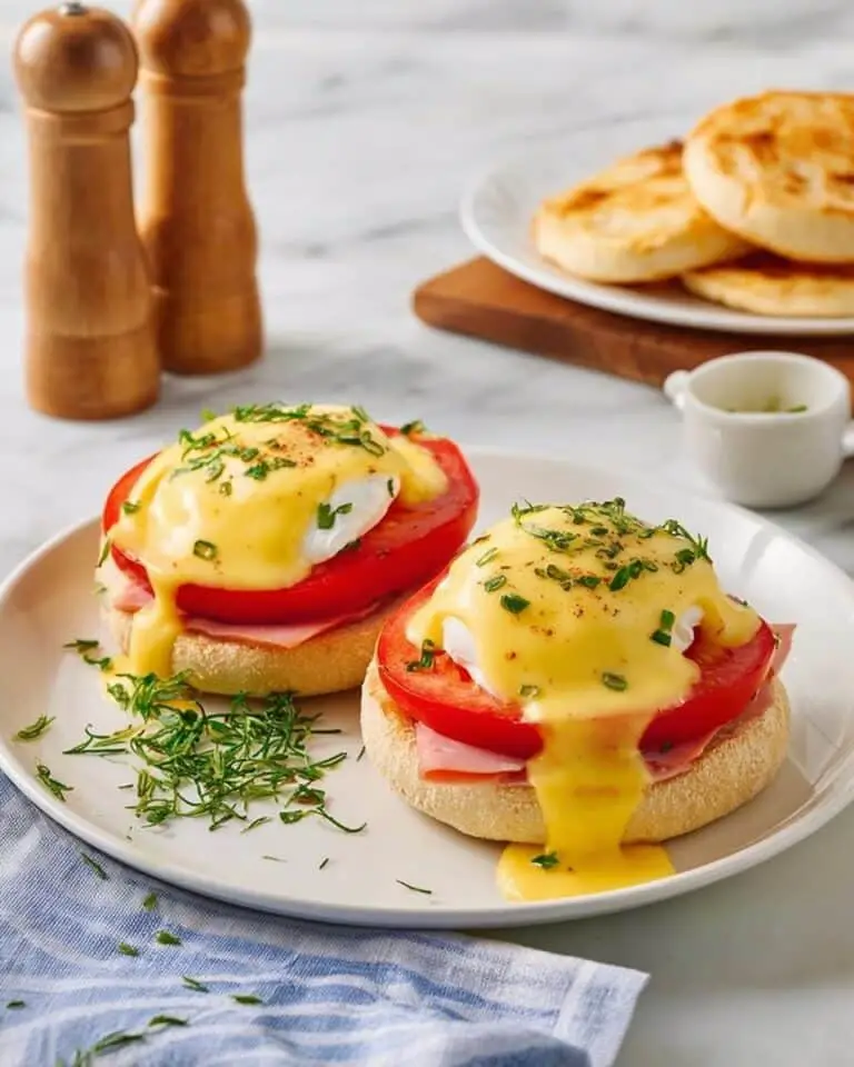 Eggs Benedict with Tomato and Hollandaise Sauce Recipe