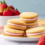 The Best Lemon Sandwich Cookies with Strawberry Frosting Recipe