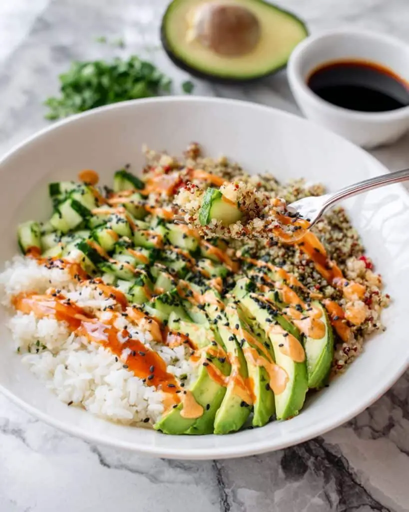 Crunch Roll Sushi Bowl with Easy Eel Sauce Recipe