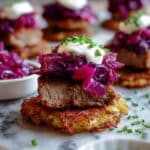 Potato Cakes with Corned Beef & Braised Red Cabbage Recipe
