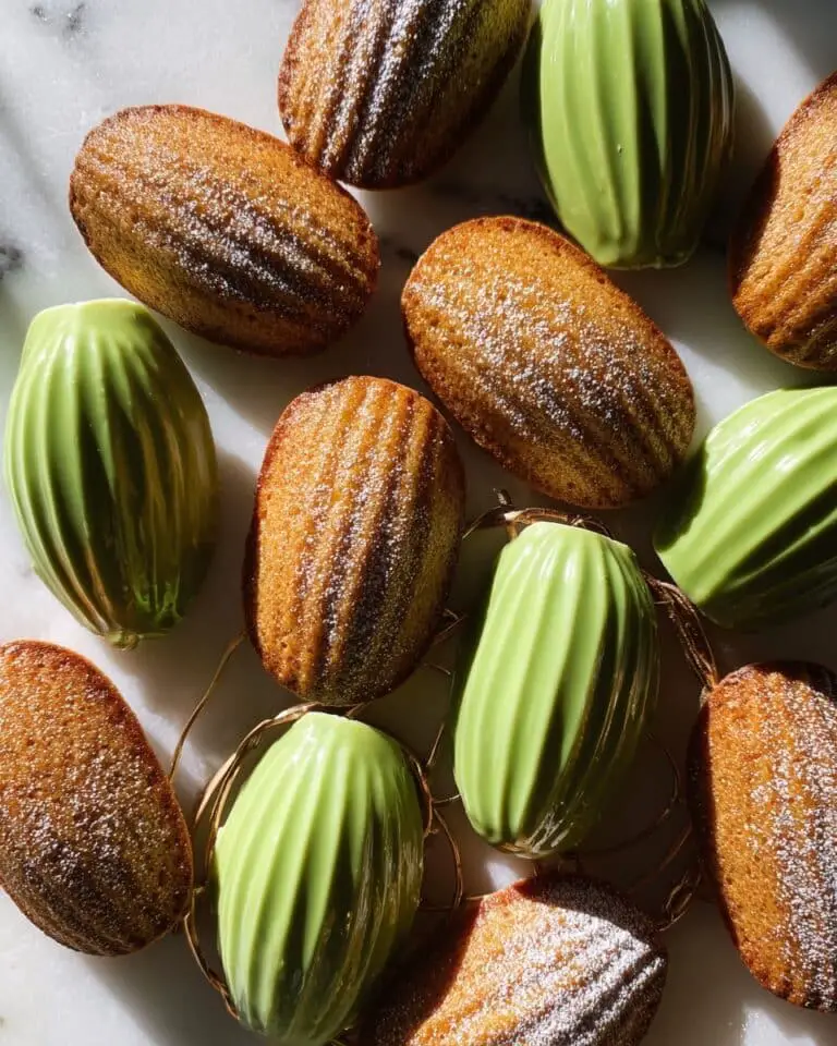 Matcha Madeleines with White Chocolate Shells Recipe