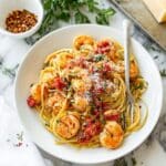 Garlic Butter Shrimp Pasta with Tomatoes Recipe