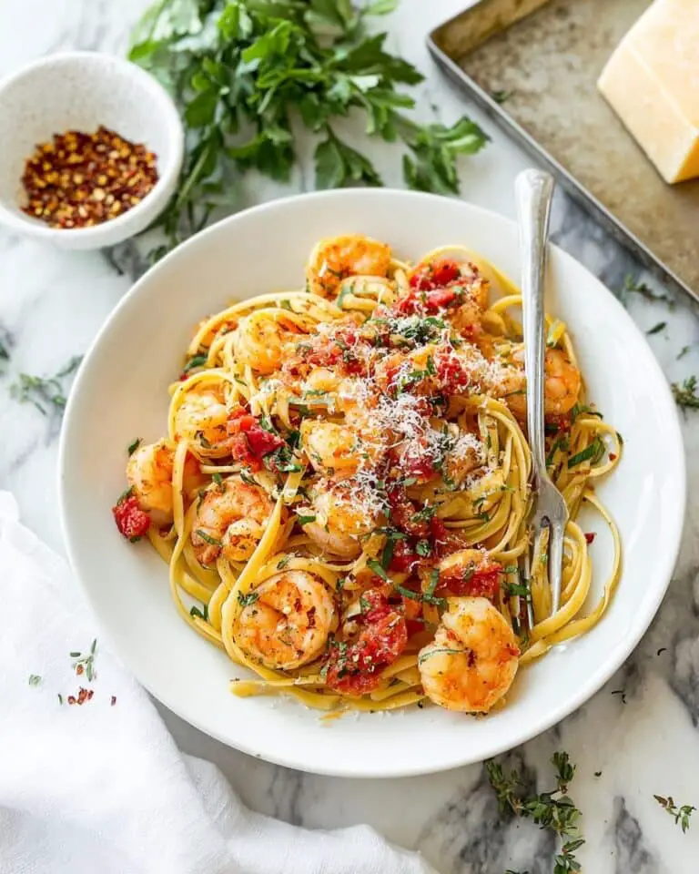 Garlic Butter Shrimp Pasta with Tomatoes Recipe