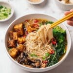Vegan Ramen with Roasted Jackfruit and Vegetable Toppings Recipe