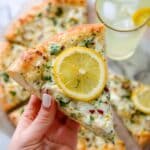 Lemon Pizza with Mozzarella, Parmesan, and Fresh Parsley Recipe