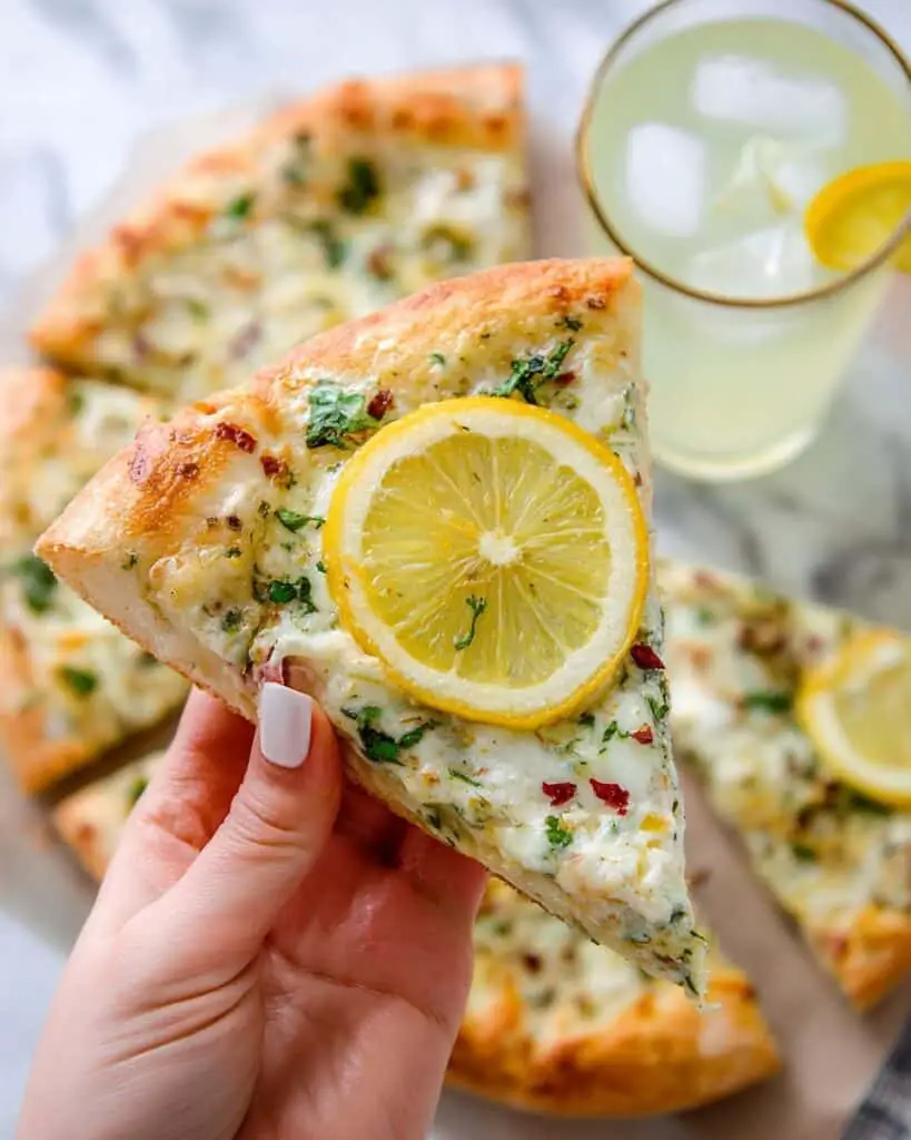 Lemon Pizza with Mozzarella, Parmesan, and Fresh Parsley Recipe