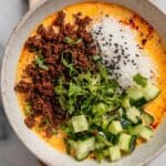 Crispy Ground Beef and Rice with Creamy Gochujang Broth Recipe