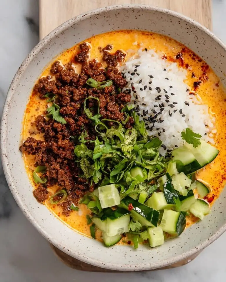 Crispy Ground Beef and Rice with Creamy Gochujang Broth Recipe