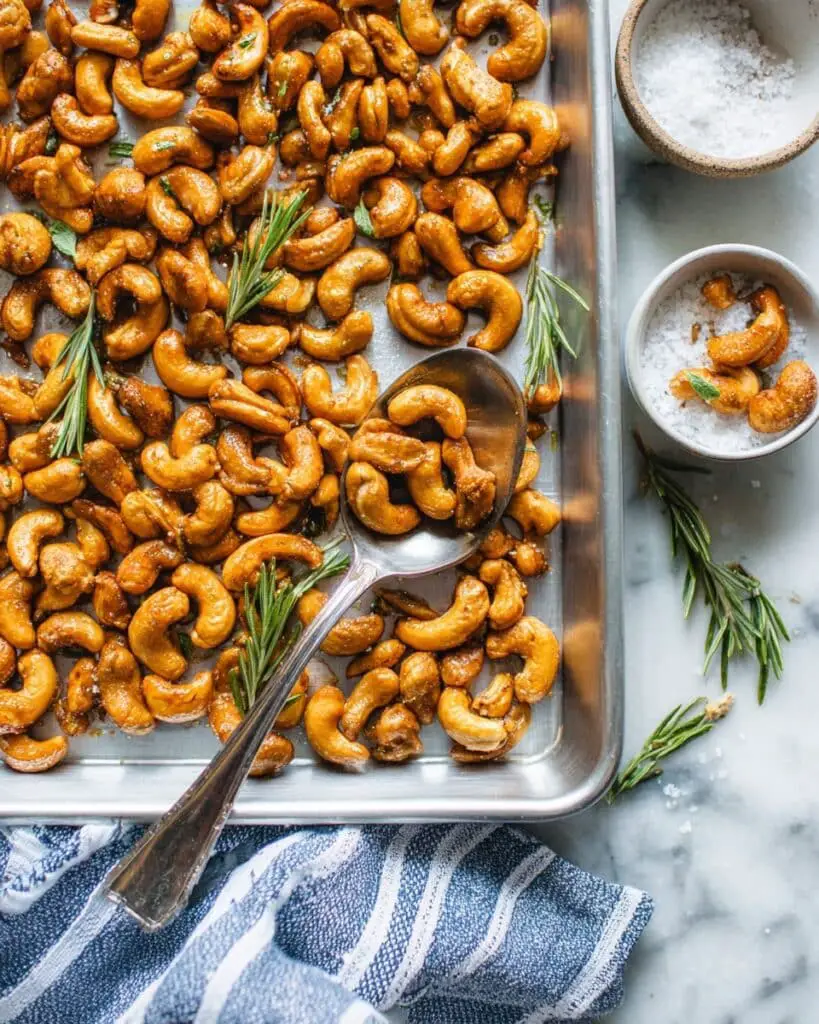 Sweet and Spicy Maple Roasted Rosemary Cashews Recipe