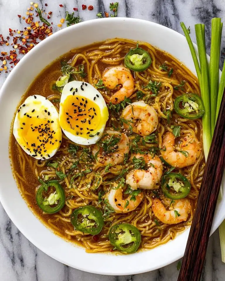 Spicy Gochujang Shrimp Ramen with Soft-Boiled Eggs Recipe