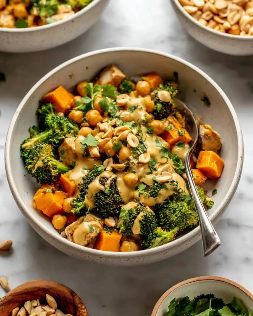 Thai-Inspired Chicken Sweet Potato Peanut Bowl Recipe